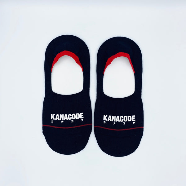 100% JAPANESE WASHI BLACK 「MONOCHROME」 NO-SHOW SOCKS WITH カナコデWHITE STAMP