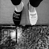 100% ORGANIC COMBED COTTON BLACK「MONOCHROME」NO SHOW SOCKS WITH ECF WHITE STAMP