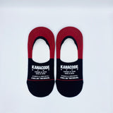 100% ORGANIC COMBED COTTON BLACK/RED NO-SHOW「BALANCED」SOCKS WITH ECF WHITE STAMP