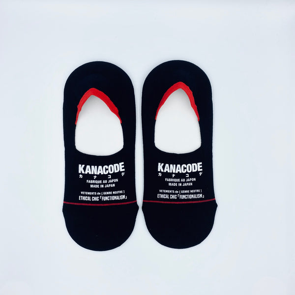 100% ORGANIC COMBED COTTON BLACK「MONOCHROME」NO SHOW SOCKS WITH ECF WHITE STAMP